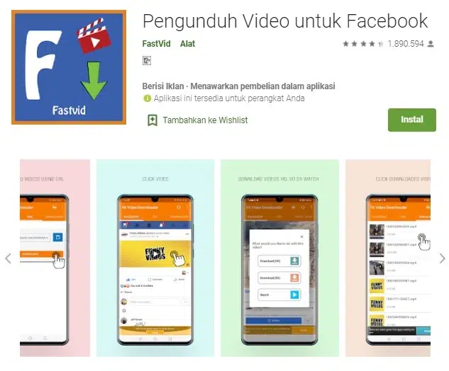 Aplikasi download video facebook FastVid