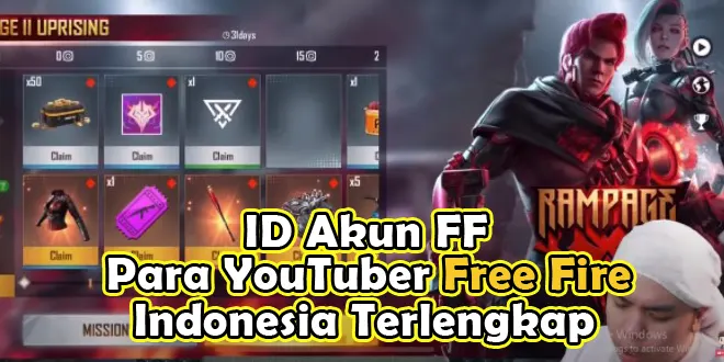 ID Akun FF Para YouTuber Free Fire Terkenal Indonesia Terlengkap
