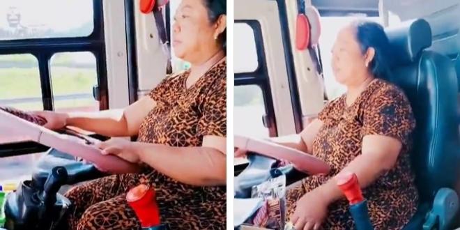 Emak-Emak Berdaster Jadi Sopir Bus PO Haryanto, Viral di Instagram