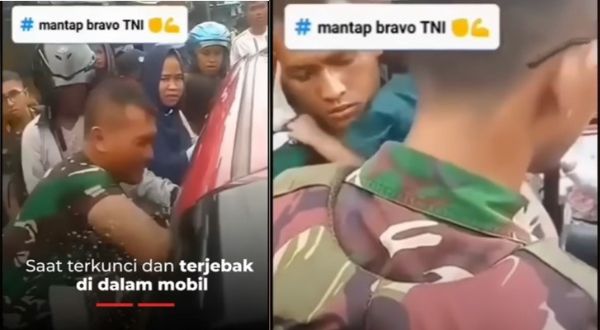 Viral ! Bagaikan Super Hero, Anggota TNI Pecahkan Kaca Mobil Dengan Satu Pukulan Demi Selamatkan Bayi